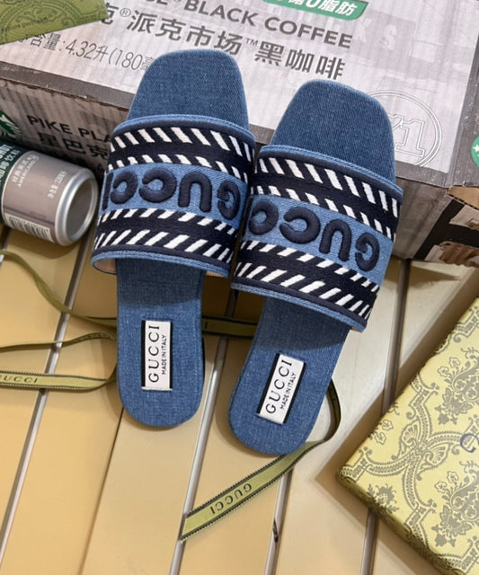 Blue G Denim Slides preorder