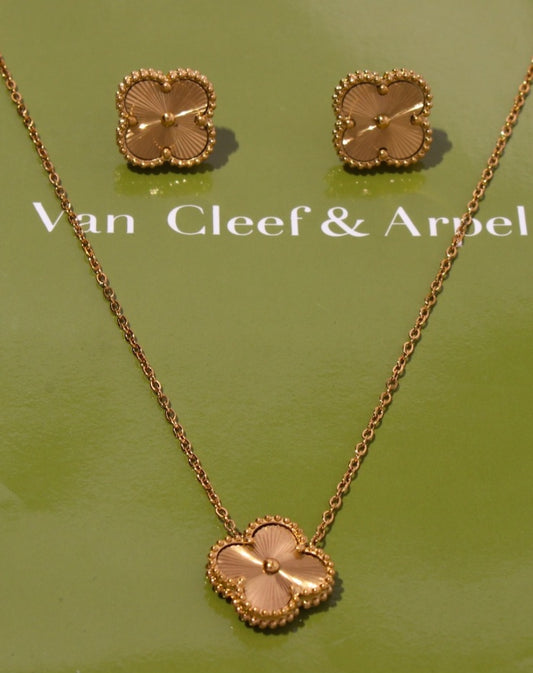 Gold V necklace +earrings set preorder