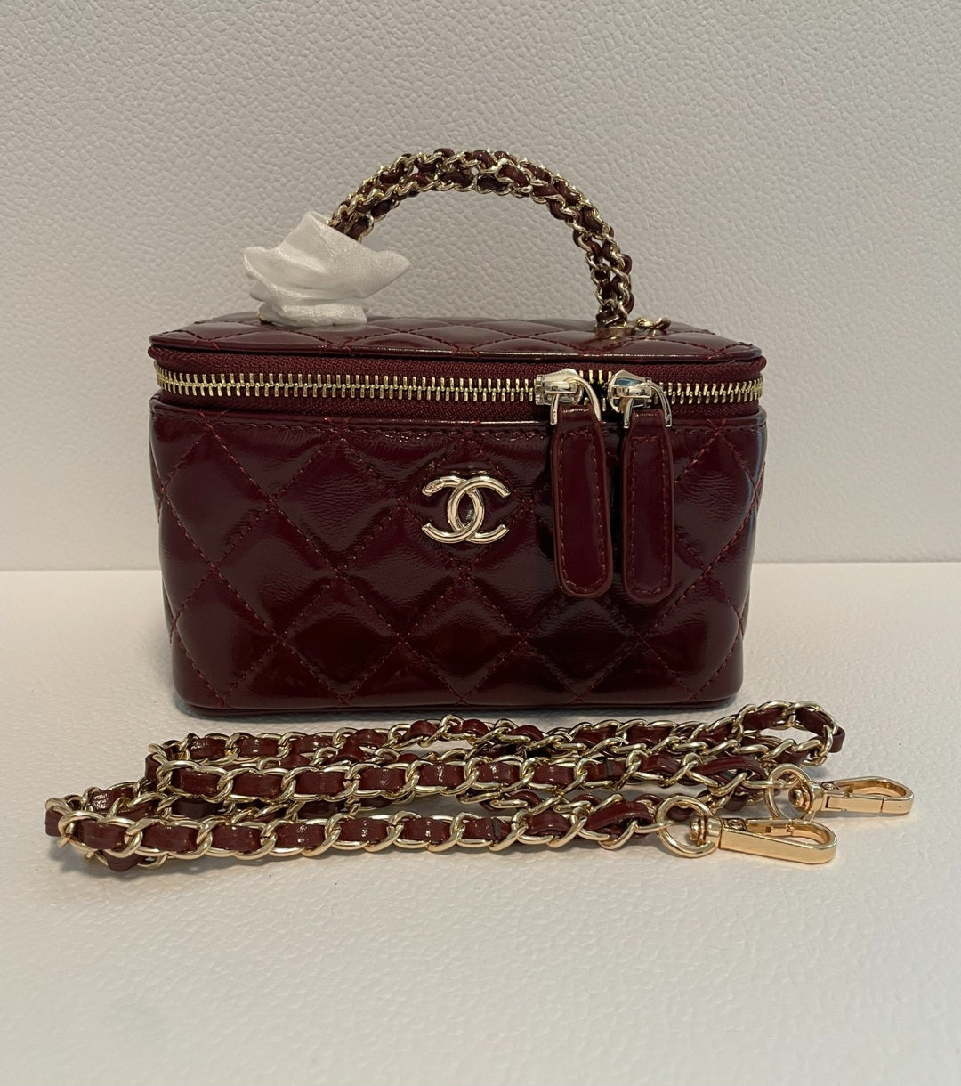 Burgundy C Bag with wired handle preorder