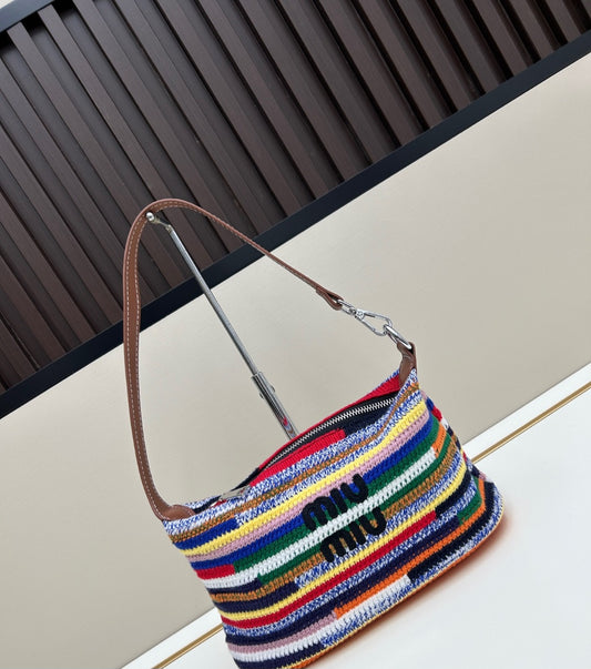 MM multi color crochet small handbag shoulder bag in stock