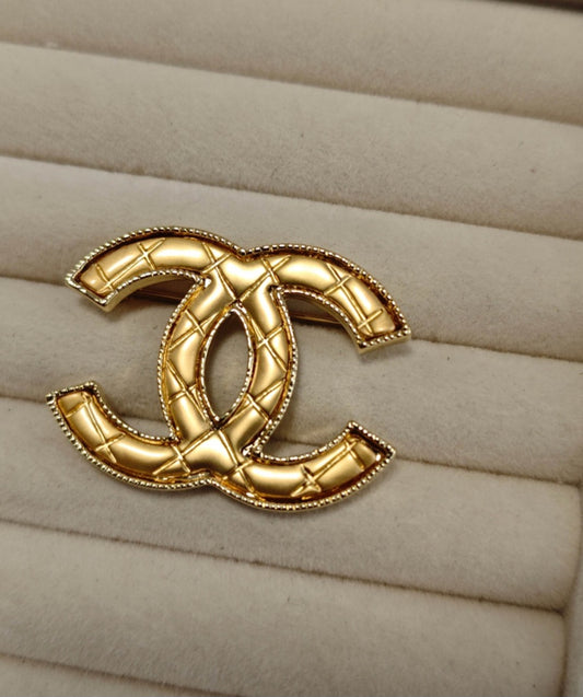 Gold plated C pin brooch preorder