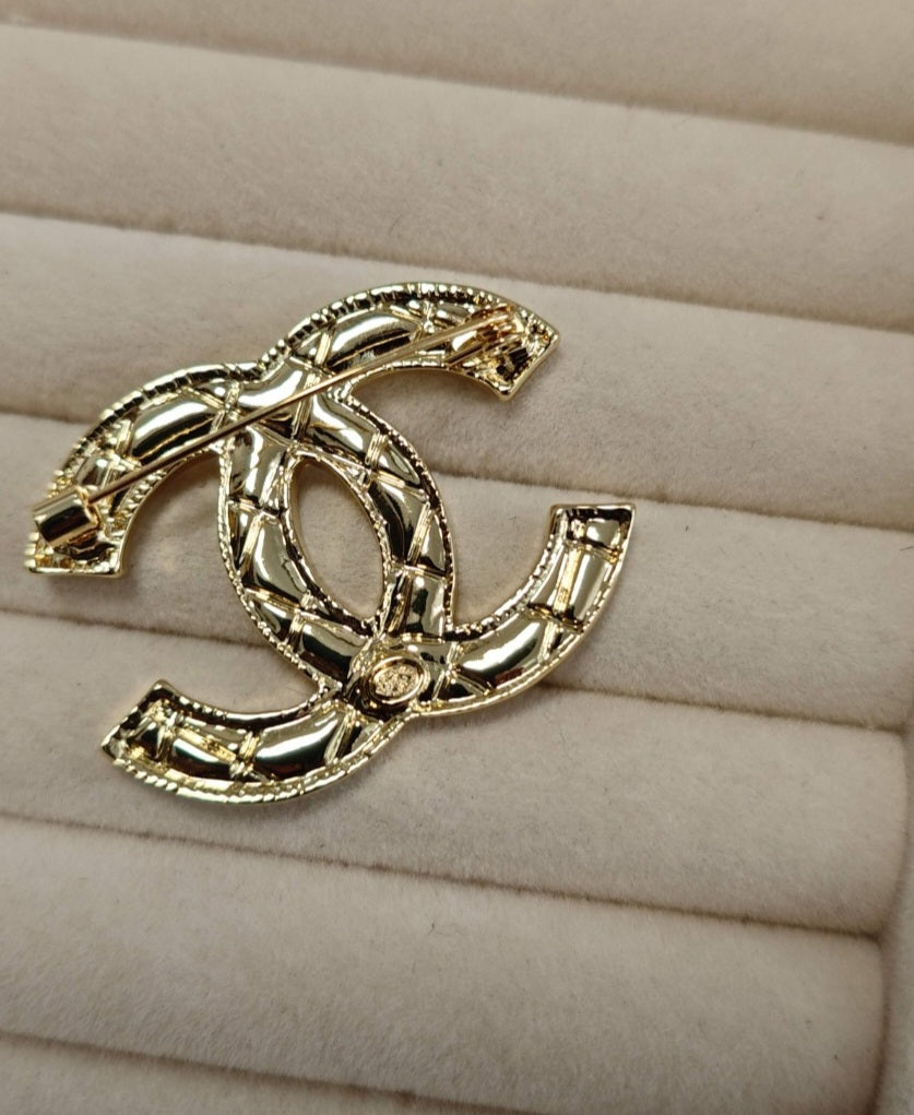 Gold plated C pin brooch preorder