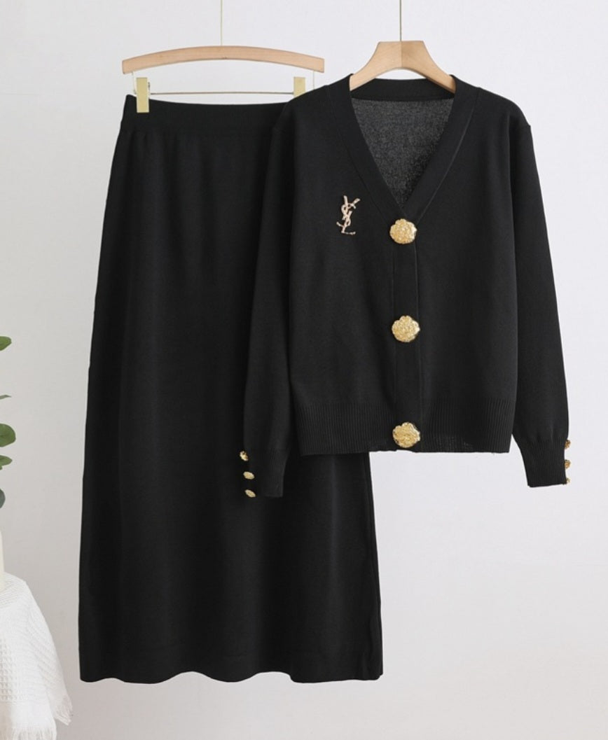 Y knitted set skirt and cardigan preorder