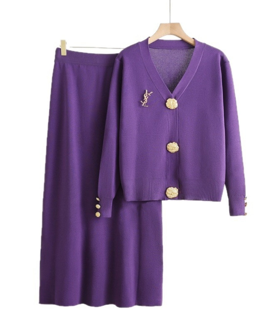 Y knitted set skirt and cardigan preorder
