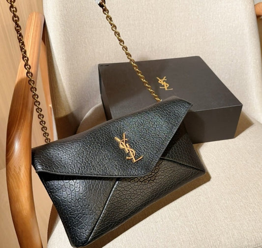 Black Y envelope leather bag preorder
