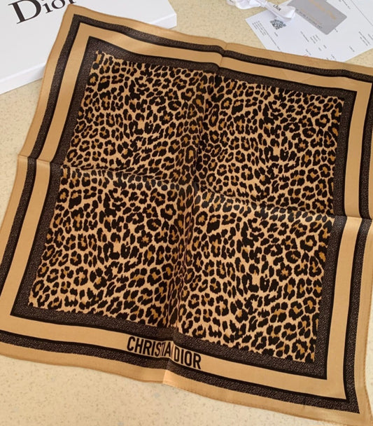 CD leopard print square headscarf preorder