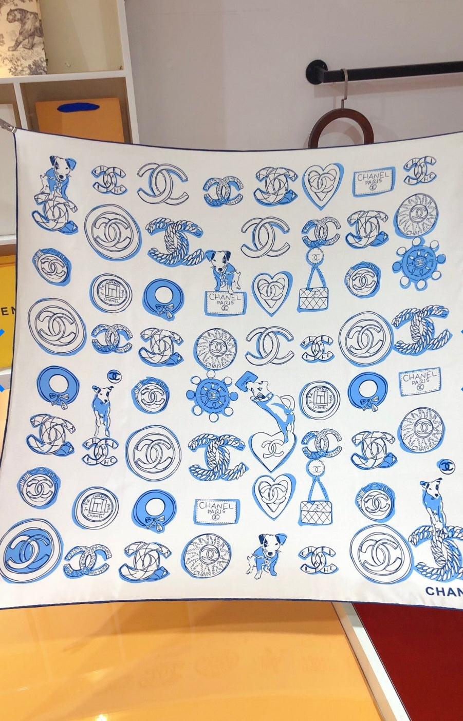 Blue and white C headscarf 90x90cm preorder