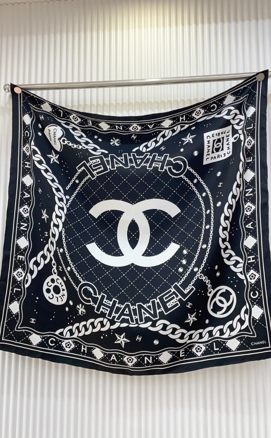 Black and white C head scarf preorder
