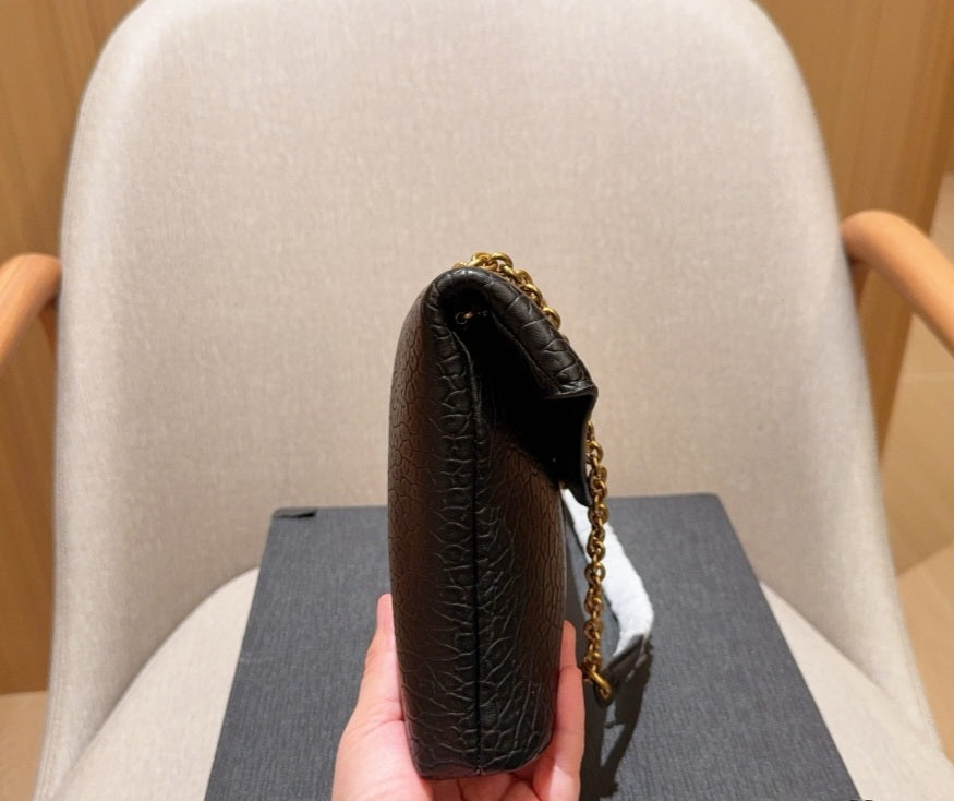 Black Y envelope leather bag preorder