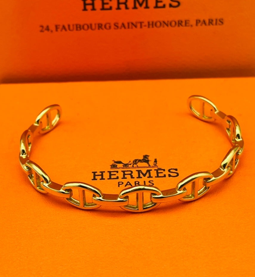 H links stainless steel gold and platinum plated bangle