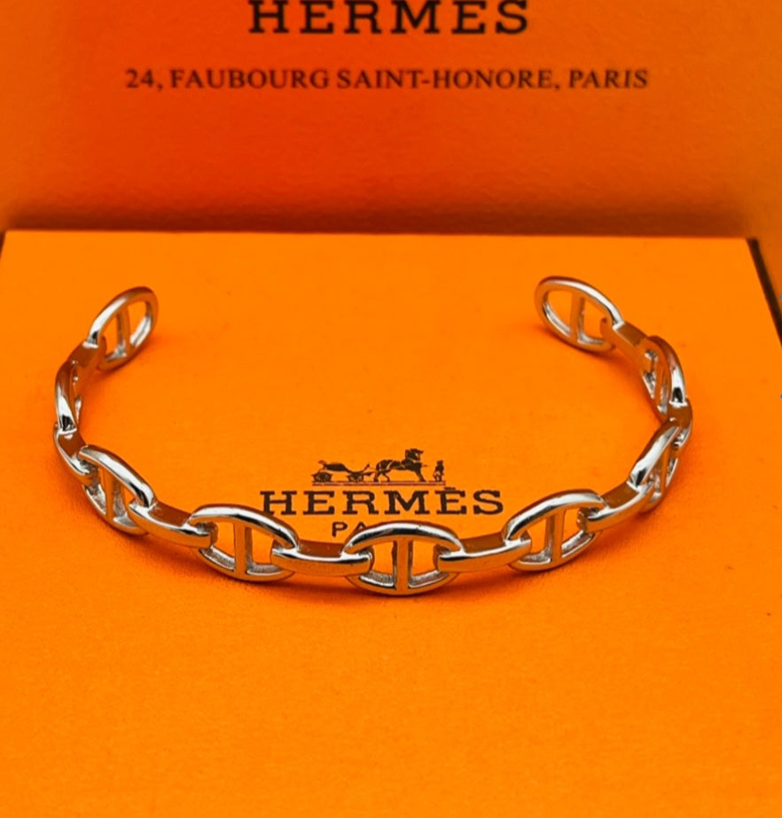 H links stainless steel gold and platinum plated bangle