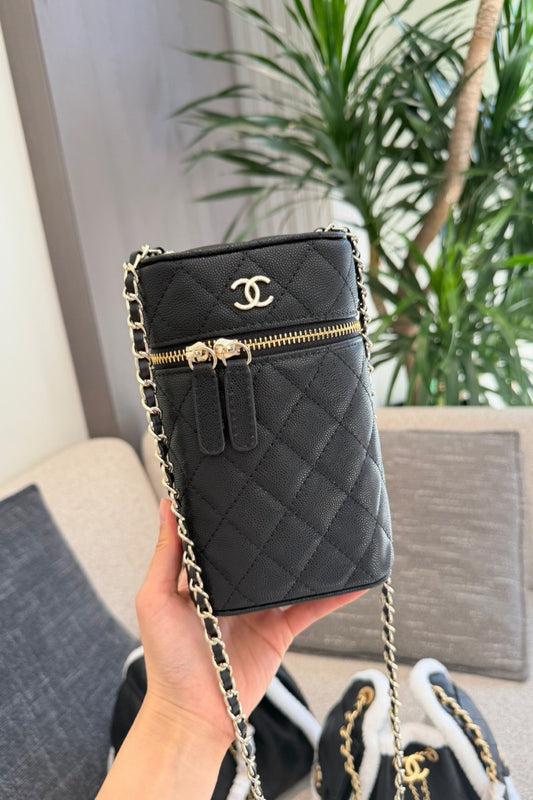 C Black leather crossbody phone bag 18x10cm preorder