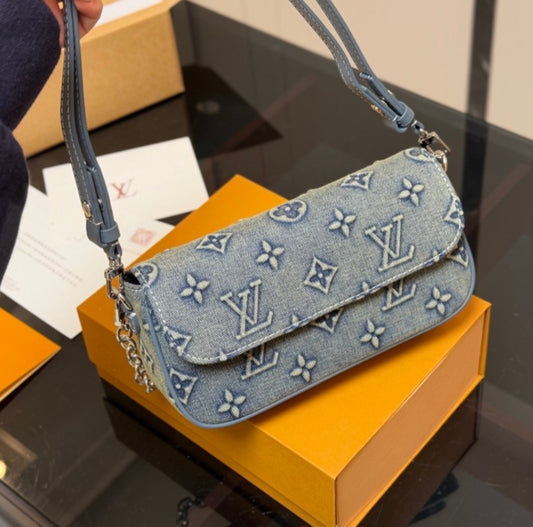 Light blue denim L small crossbody handbag preorder