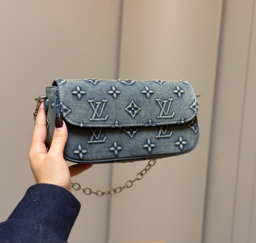 Light blue denim L small crossbody handbag preorder