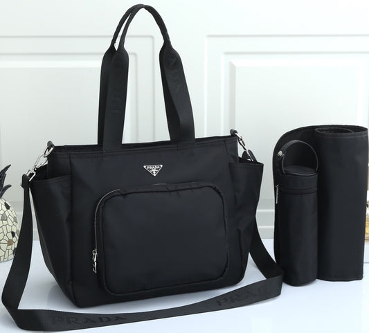 P Black diaper bag with mat preorder